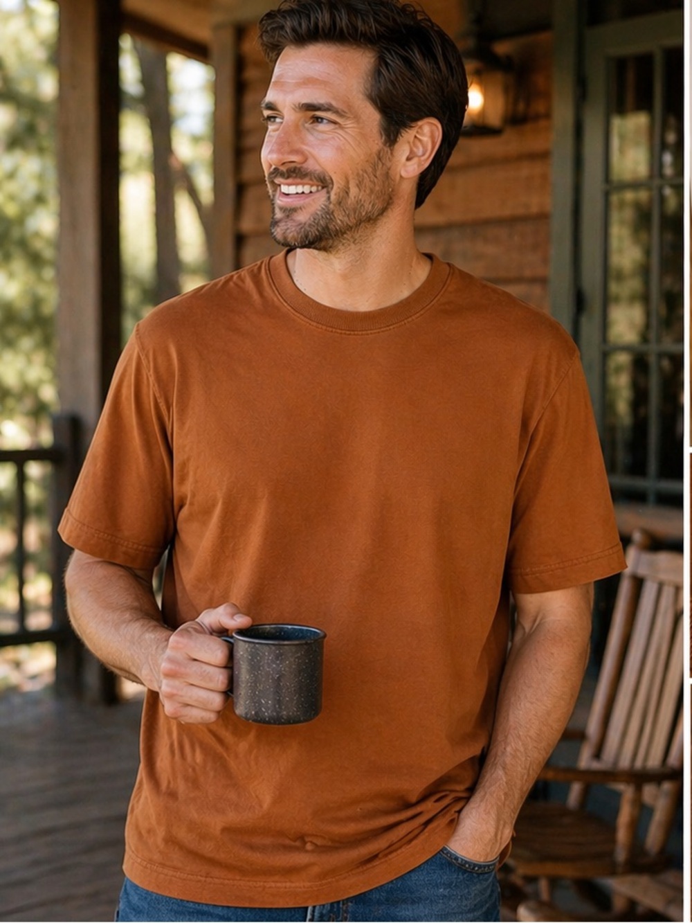352 Duluth Trading Co Rust Brown Short-Sleeve Crewneck Tee
